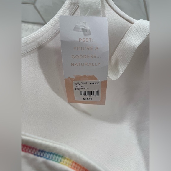 Cacique White 44DDD Tshirt Bra Rainbow Straps Front Latch NEW - Picture 4 of 7